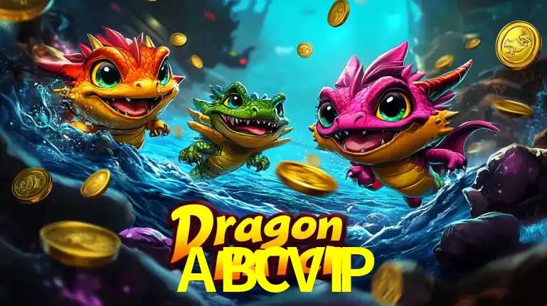 Arte promocional do jogo Dragon Hatch com três adoráveis dragões bebês nadando entre moedas de ouro, um dos slots mais divertidos para jogar no cassino ABCVIP.