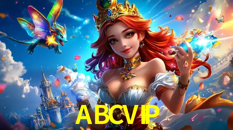 A princesa de um reino de fantasia mágico, com seu pequeno dragão, apresentando um mundo de prêmios encantados nos jogos de caça-níqueis do cassino ABCVIP.